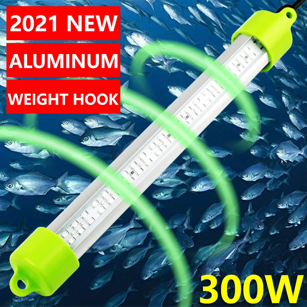 DC 12V 100W 200W 300W 10M Wire Aluminum High Power Green White Blue Yellow LED Bait Submersible Underwater Fishing Light 20pcs set squid bait deep drop underwater fish attracting lure led fishing flash light bait green red blue white colorful