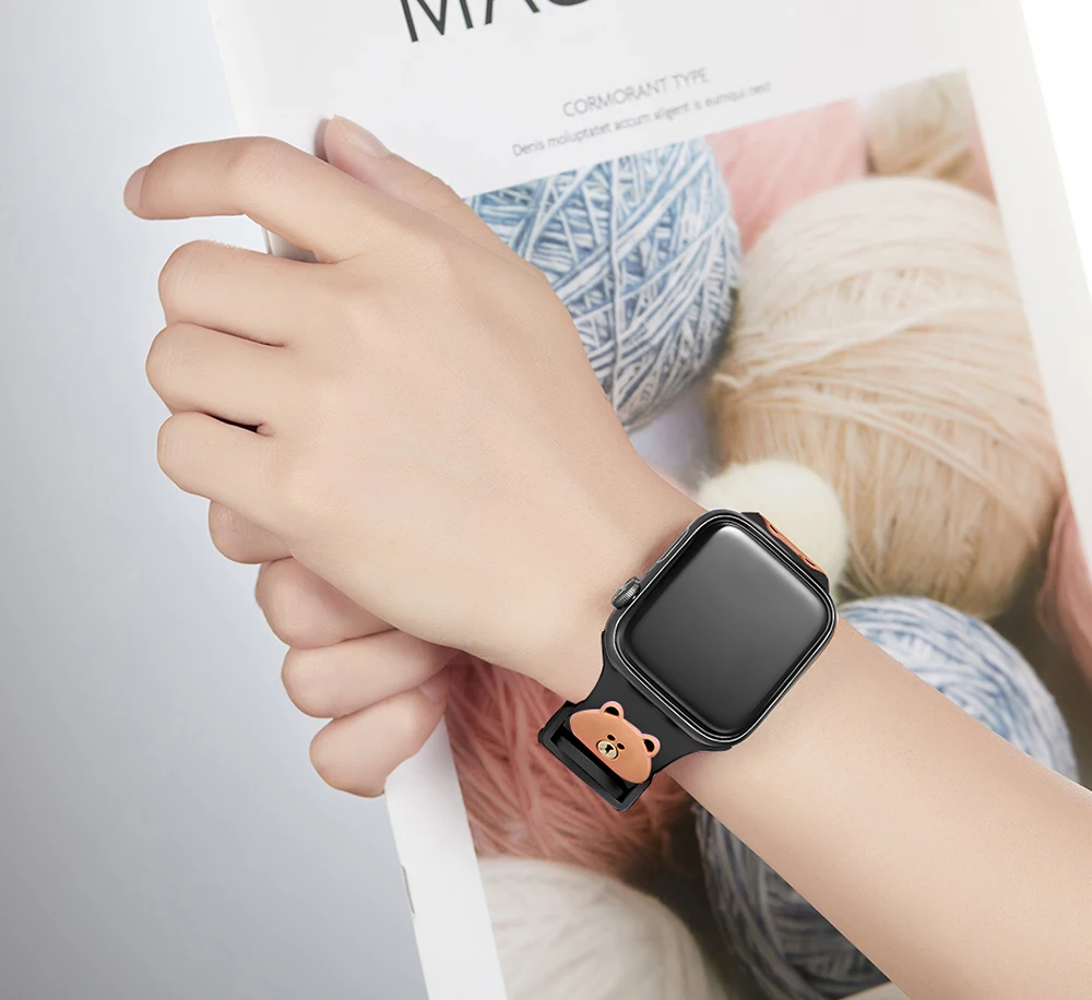 UEBN силиконовый ремешок Винни-Пуха для Apple Watch Series 38 мм 42 мм 40 мм 44 мм ремешок для часов iWatch 2 3 4 сменный Браслет