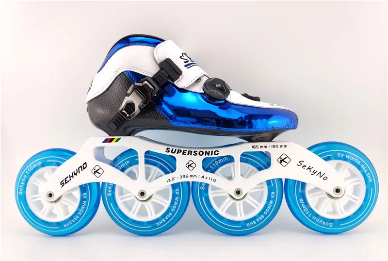 Роликовые коньки из углеродного волокна с кнопкой вращения и пряжкой, 6 слоев волокна, профессиональные скоростные коньки для катания на коньках