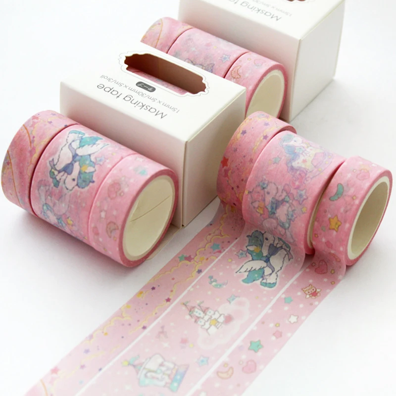

3Pcs/Set Cute Cherry Blossoms Bullet Journal Washi Tape DIY Adhesive Tape Masking Tapes Washitape