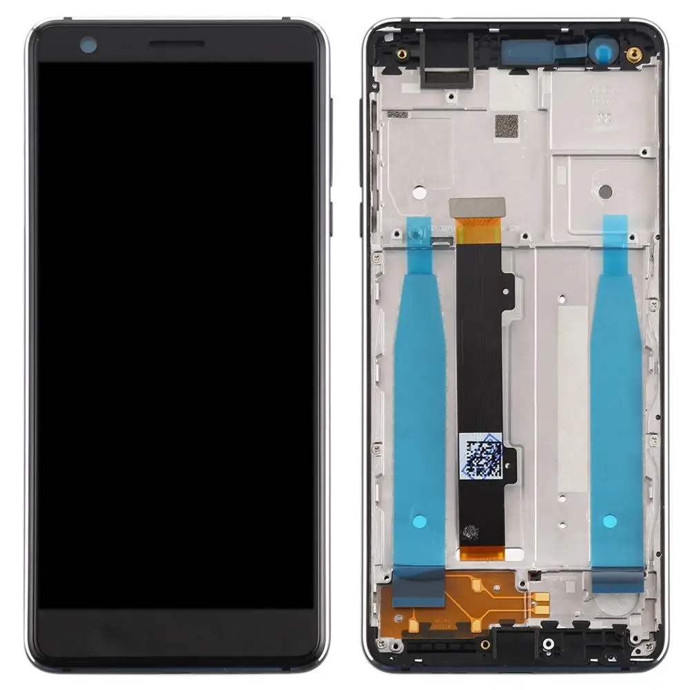 Tanie Komplet ekranu LCD i Digitizer z ramką i bocznymi klawiszami do telefonu Nokia 3.1 TA 1049 TA 1057 TA 1063 TA 1070 (czarny)