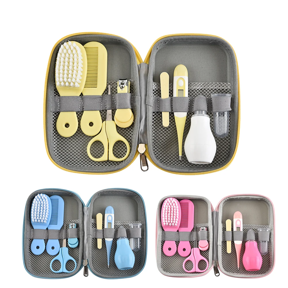

8Pcs/Set Baby Health Care Kit Kids Nail Care Thermometer Nose Cleaner Safety Tools Newborn Grooming Brush Kit Baby Care