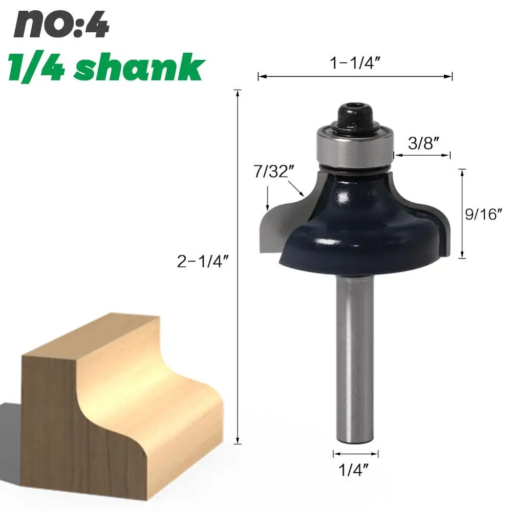 NO4 1I4 inch shank 1 шт. 1/" хвостовик 6 мм хвостовик Ogee окантовка древесины фрезы прямой концевой фрезы триммер очистка заподлицо отделка corne - Длина режущей кромки: NO4 1I4 inch shank