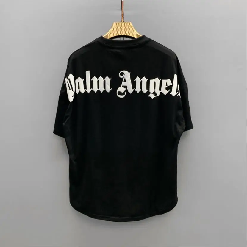 Palm Angels-Camiseta de algodón de manga corta con cuello redondo para hombre y mujer, camisa con logotipo de letra, estilo de pareja, regalo para novio 3
