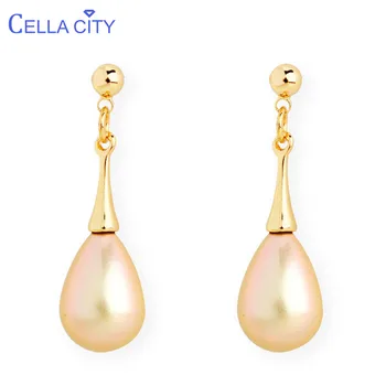 

Cellacity Simple design Silver 925 Jewelry Water Drop Shaped Pearl Earrings for Women Temperament Ear drops Wedding Wholesale
