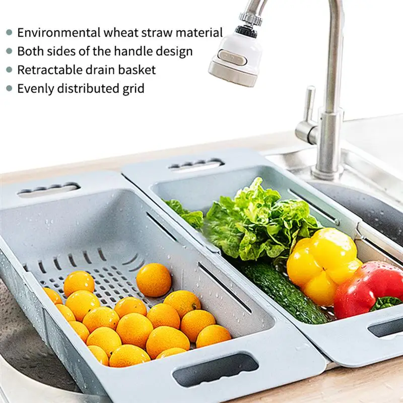 Collapsible Kitchen Colander Fruit Vegetable Strainer Drainer Washing Basket Plastic Drain Vegatable Basket Food Drainer Tools