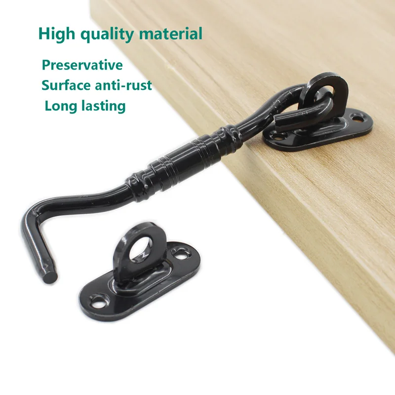 4'' Barn Door Latch,5PCS Back Gate,Heavy Duty Stainless Steel Gate Latch Lock,Cabin Hooks Eye Latch Hooks with Screws for Window
