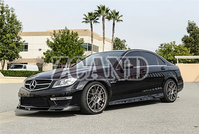 Реальные углеродного волокна боковые юбки спойлер сплиттер для Mercedes benz W204 C63 F/L Купе Седан 12-15