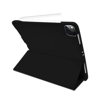 

for 2020 iPad Pro 11 Protective Sleeve Tpu netic Suction Pen Slot Flat Leather Case Dormant Soft Shell(Black)