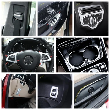 

Lapetus Matte Interior Refit Kit Cup Holder / Steering Wheel Cover Trim For Mercedes-Benz C CLASS W205 C200 C260 2015 - 2020 ABS