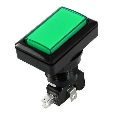 

Panel Mount SPDT Momentary Game Green Rectangle Head Push Button Switch
