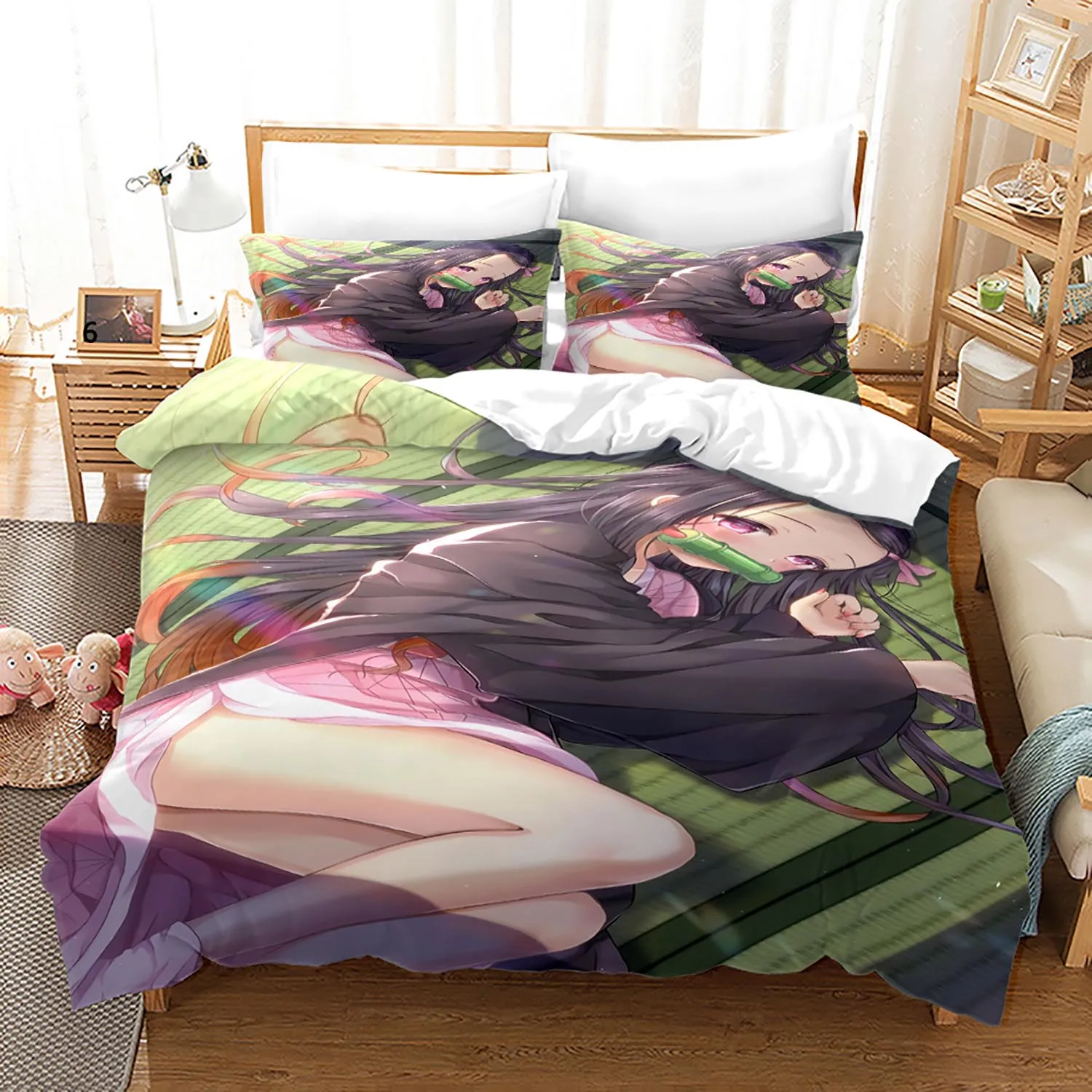 Demon Slayer Bedding Set Single Twin Full Queen King Size Demon Slayer Bed Set Children Kid Bedroom Duvetcover Sets 3D Print 025