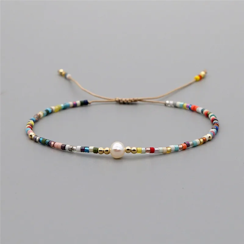Bracelet Jewelry Myuki rice Beads Hand-woven Friendship Rope Bracelet European And American Summer Women Natural Freshwater Pearl Gift