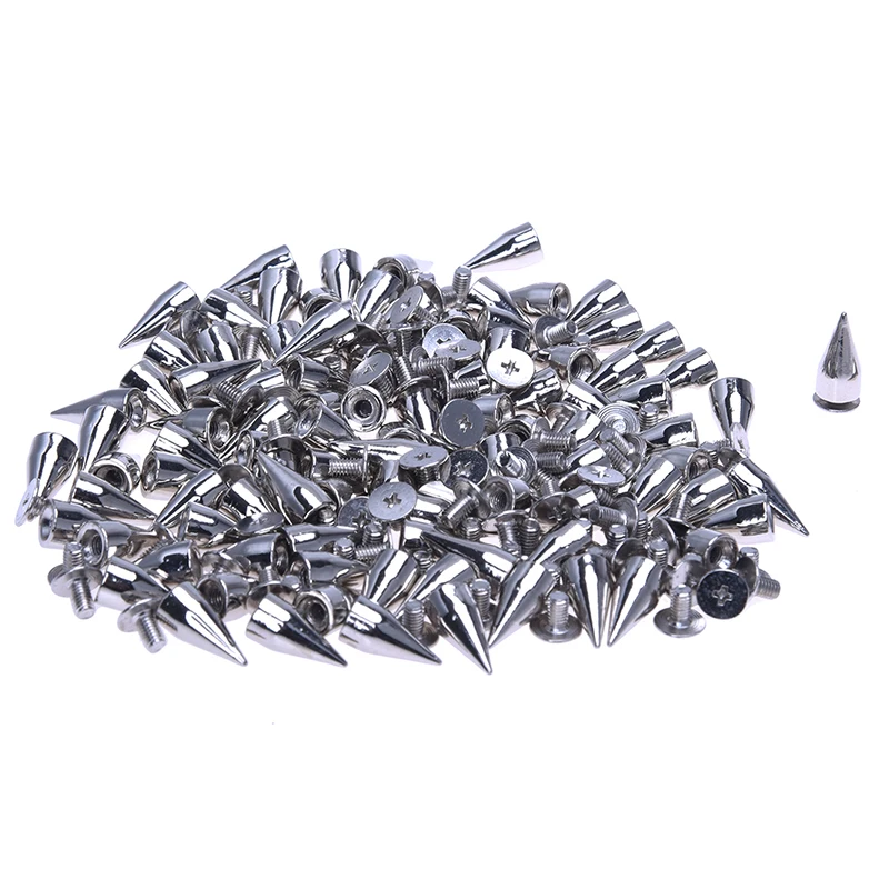 

100 X Supports spikes rivets 14mm ball silver bag / shoes / gloves