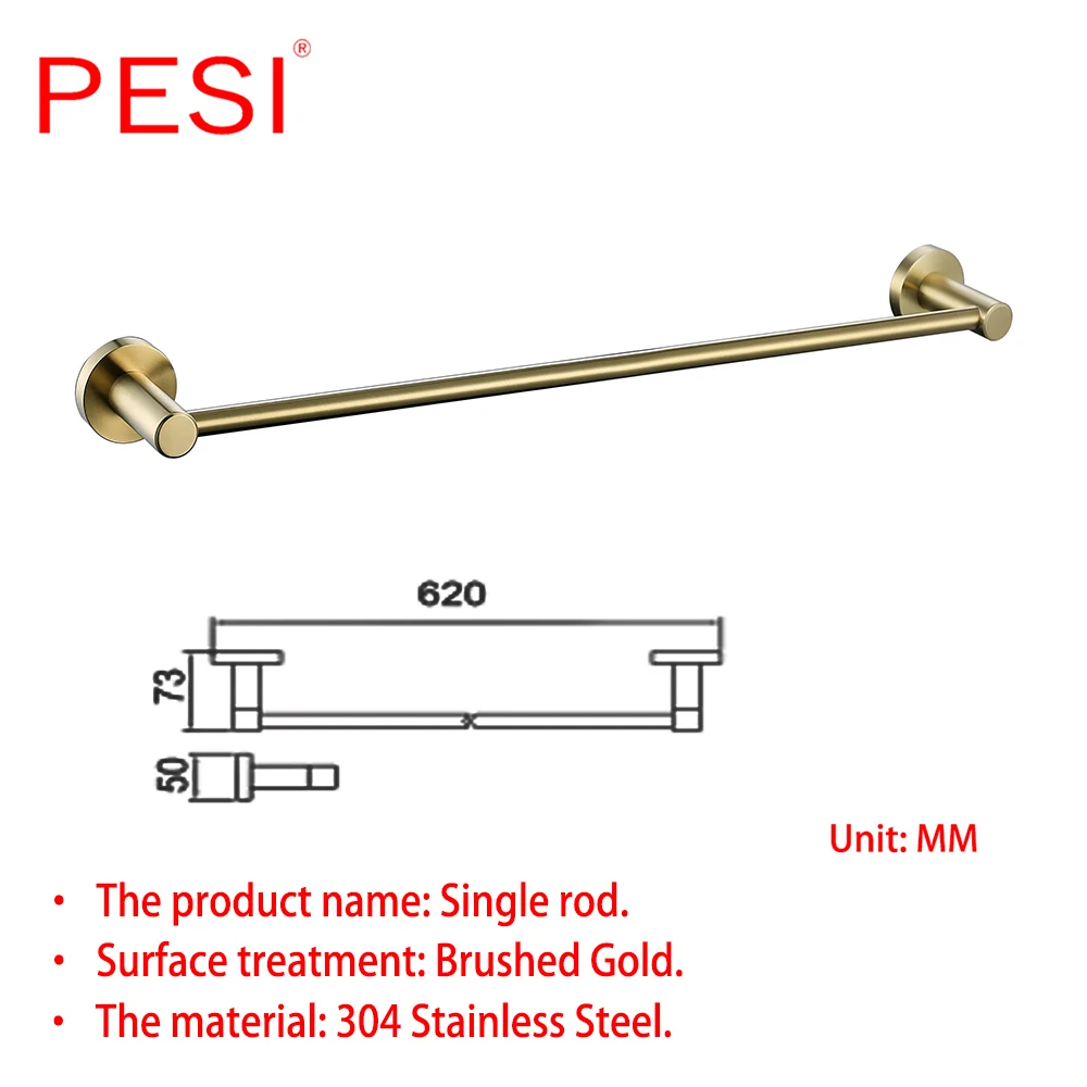 Brushed Gold Bathroom Accessories Sets Towel Rail Rack Holder Toilet Tissue Paper Holder Coat Robe Hook Stainless Steel Bath Set