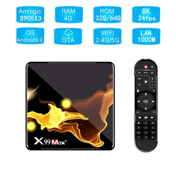 

X99 Max Smart TV Box for Android 9.0 Media Player 8K Video Decoding 4GB 64GB 5G WiFi 1000M