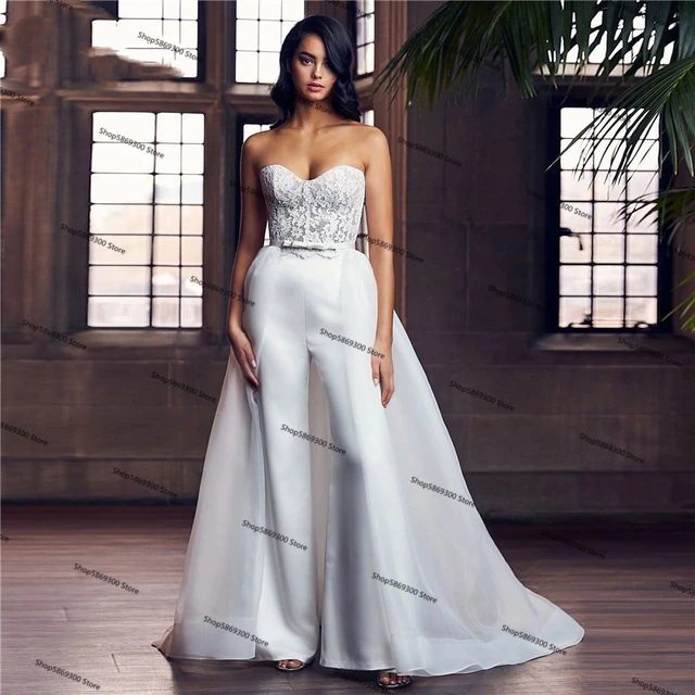 Bridal Jumpsuits And Wedding Pants Suits For Modern Bridal New Fashion  Beach Wedding Dress - Wedding Dresses - AliExpress