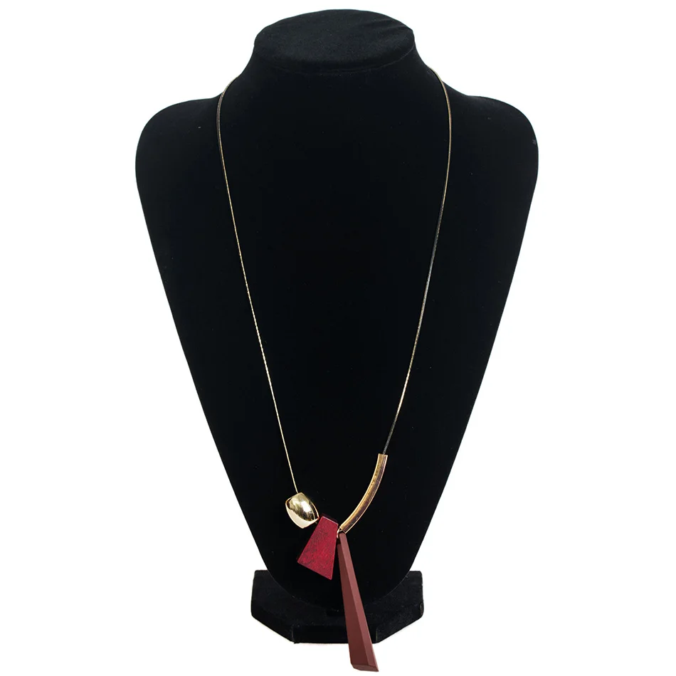 Женское Ожерелье-свитер, длинное ожерелье, s& Кулоны, деревянное ожерелье для женщин, ювелирные изделия YJZ-8005 - Окраска металла: red