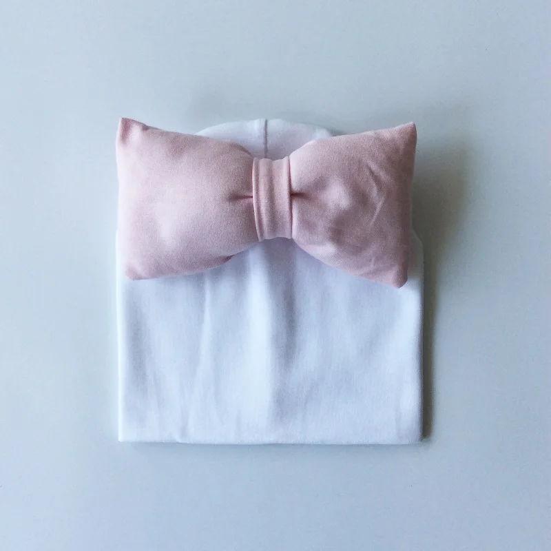white pink Детская шапка для девочек, хлопковая шапка с бабочкой для девочек, зимняя детская шапка, детские шапки, шапка s - Цвет: white pink