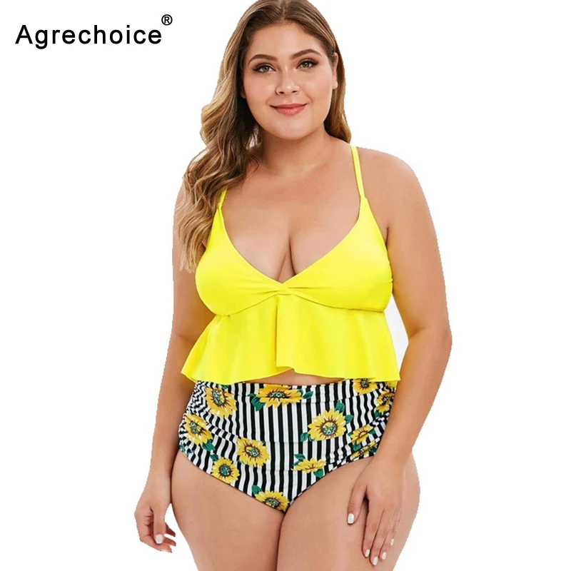 

2020 Sexy Plus Size Bikini Women High Waist Swimsuit Ruffle Swimwear Female Push Up Bathing Suit Summer Beach Wear Swimming Suit
