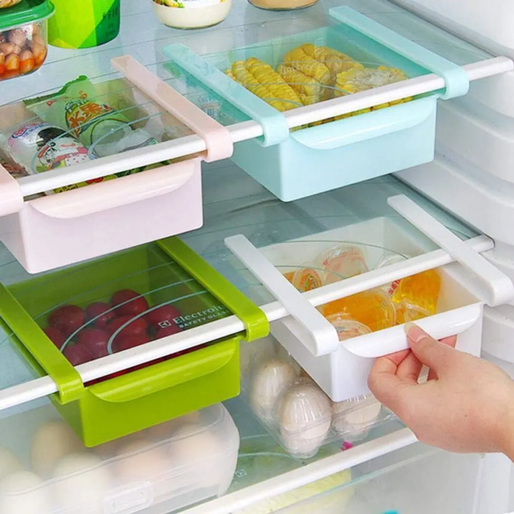 Multifunction Fridge Box Slider Fridge Drawer Organizer Food Savers Storage Container TP899