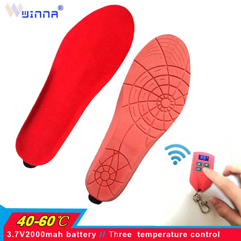 

Winna.etech High Quality 2000mAh Rechargeable Winter Foot Warmer Remote Control Electric Heating Insole Increased Sneaker Insole
