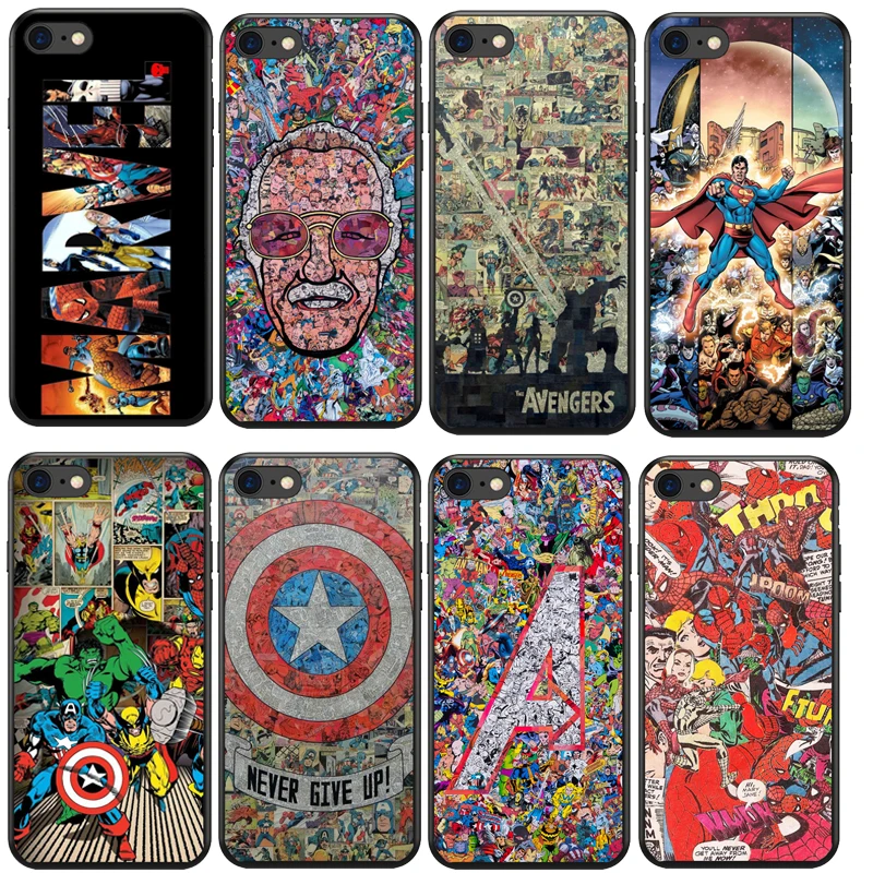 

Marvel Avengers Heros Comics Collage Soft silicone TPU Phone Case For iphone 6 6s 6plus 7 8 plus 5 5s 5C XS XR XSMAX
