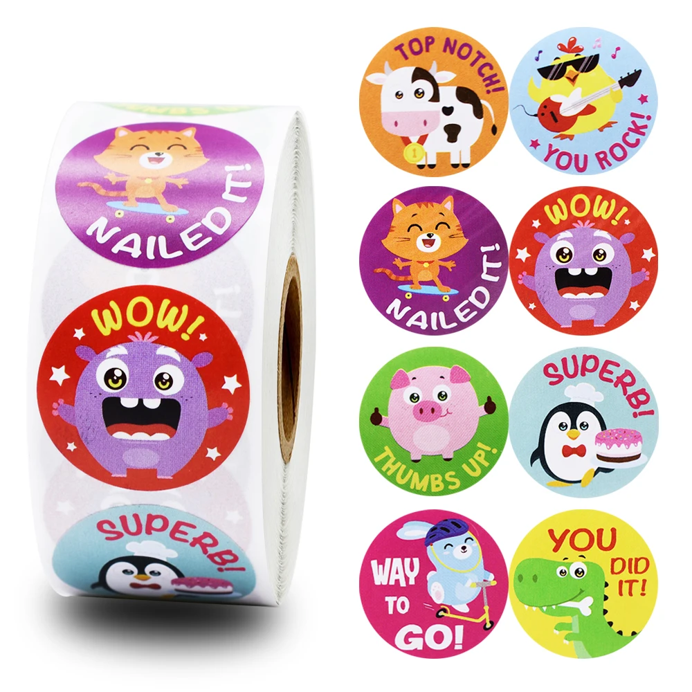 

8 cute animal cartoon stickers 500pcs school teacher reward student stickers children toys collection scrapbook children sticker