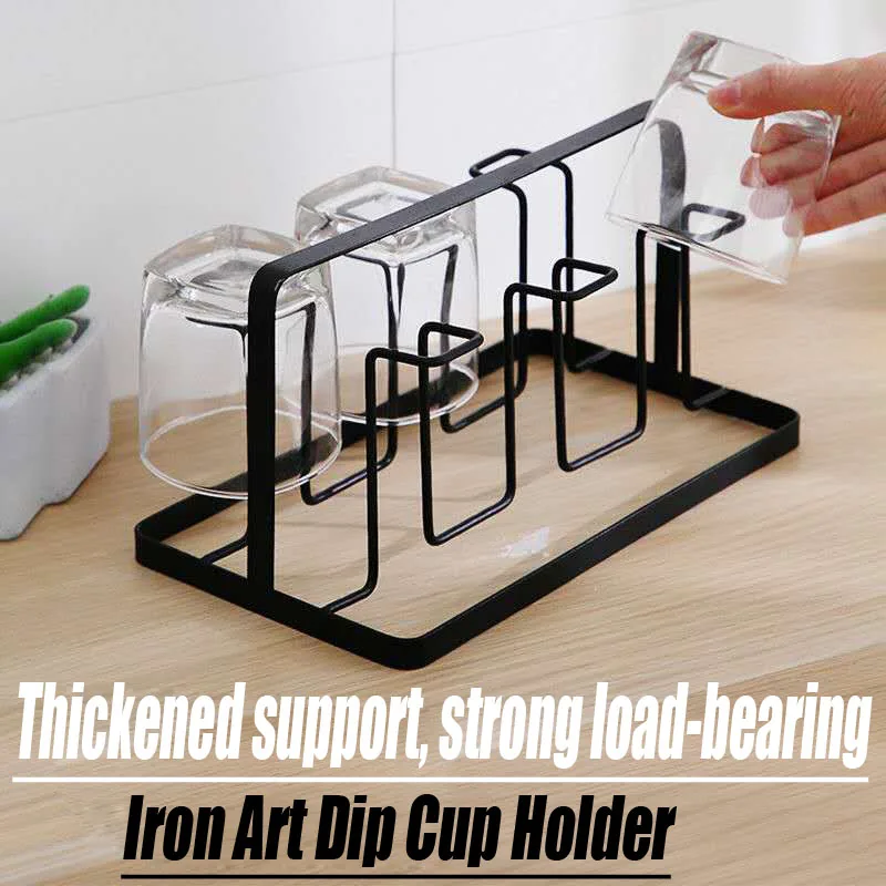

Home Kitchen Hanging Drainer Storage Rack Home Storage Creative Iron 6 Cups Mug Glass Stand Holder Drying Shelf