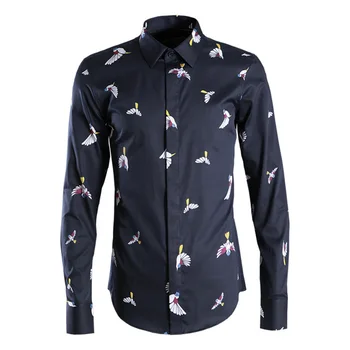 

2020 Whole Body Hummingbird Wind Men Shirt Long Sleeve Shirt Male 398 Literature And Art Men's Wear