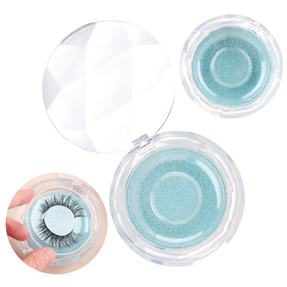 1Pc 7 style False Eyelash Packing Box Transparent Lid Tray Individual Magnet Eyelashes Stand Acrylic Pad Lash round Tool Case