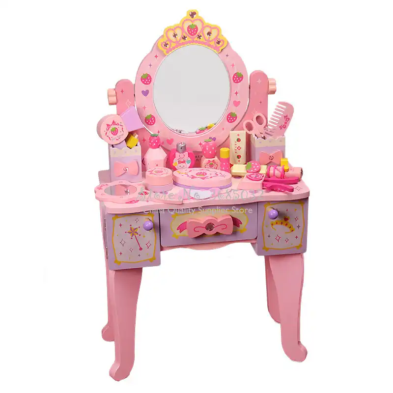 Pink Simulation Princess Dressing Table Chair Children S