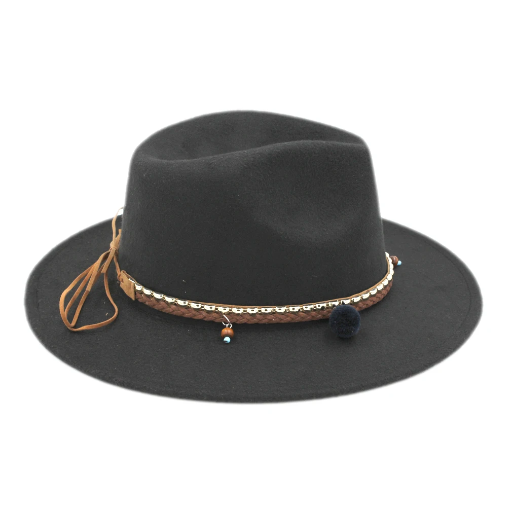 Mistdawn модные унисекс Панама Шапки с плоским козырьком шляпа Fedora зимняя теплая шерсть Смеси Кепки DIY Плетеный шляпная лента Размеры окружности головы 56-58 см