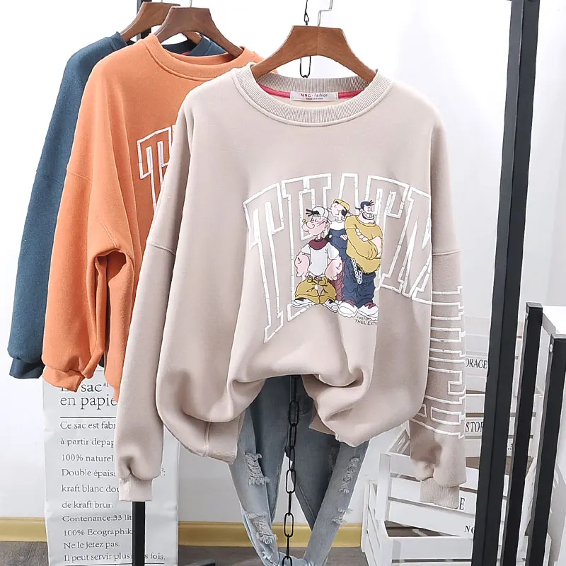 High Street Cool Sweat Толстовка для женщин толстый флисовый пуловер верхняя одежда больших размеров шикарный хлопковый свитшот с рисунком
