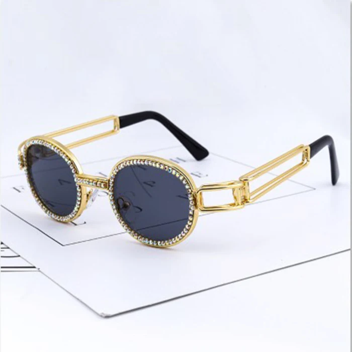 Diamond Rappers Glasses Iced Out Shinny Sunglasses Metal Frame PC Lens Glasses VJ-Drop
