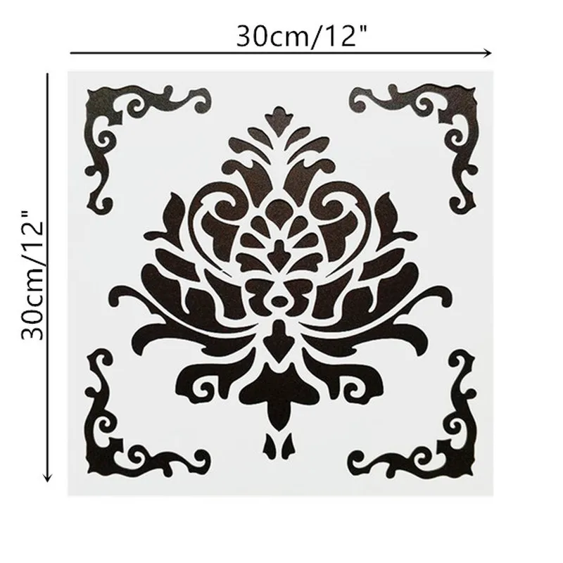 DIY картина 30*30 см винтажный цветочный узор слойный трафарет для плитки настенный