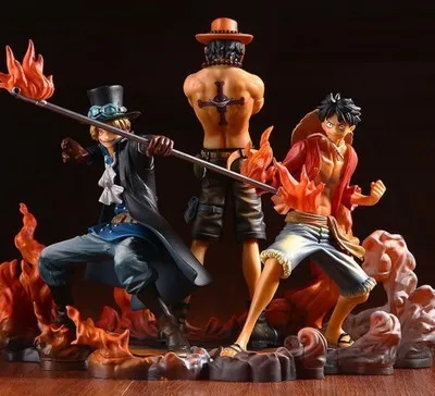 Аниме One Piece DXF 3 шт./компл. Luffy &amp Ace Sabo Brother ПВХ экшн-Фигурки игрушки куклы 17 см |