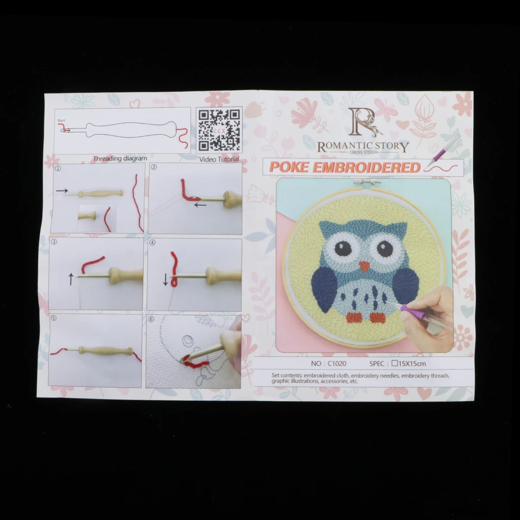 1 Set Cartoon Animal Punch Needle Embroidery Kits Punch Needle Pen Soft Yarn for Beginner Cross Stitch Kit