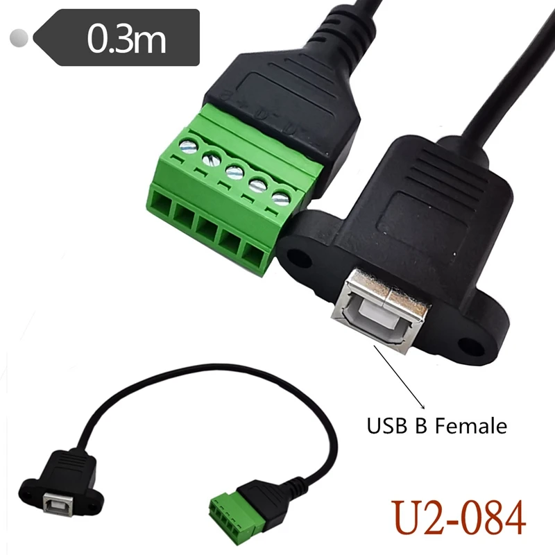 USB 2.0 Female B to Micro, Mini, Type-C Male Connector with Shield Terminal Bolt Screw - 5 Pin Female Adapter Cable (1ft) Description Image.This Product Can Be Found With The Tag Names Mini usb type b female socket 5 pin, Usb 20 mini b 5 pin female plug adapter, Usb adapter cable mini 5 pin female