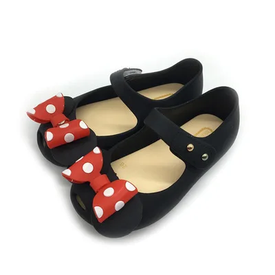 as picture Mini Melissa/ стиль; обувь для маленьких девочек; Рождественская обувь; подарок; Летние босоножки из ПВХ с бантом для девочек; три цвета - Цвет: as picture