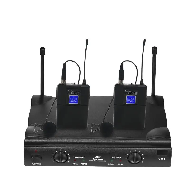 

UHF Dual Way Digital UHF Wireless Microphone with 2 Bodypack Transmitter 2 Headset 1 Receiver 120M Distance for Karaoke Speech