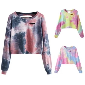 

Chamsgend Women's Autumn Fashion Long Sleeve Tie-dye Hooded Casual Blouse Female Clothing 2020 Dropshipping