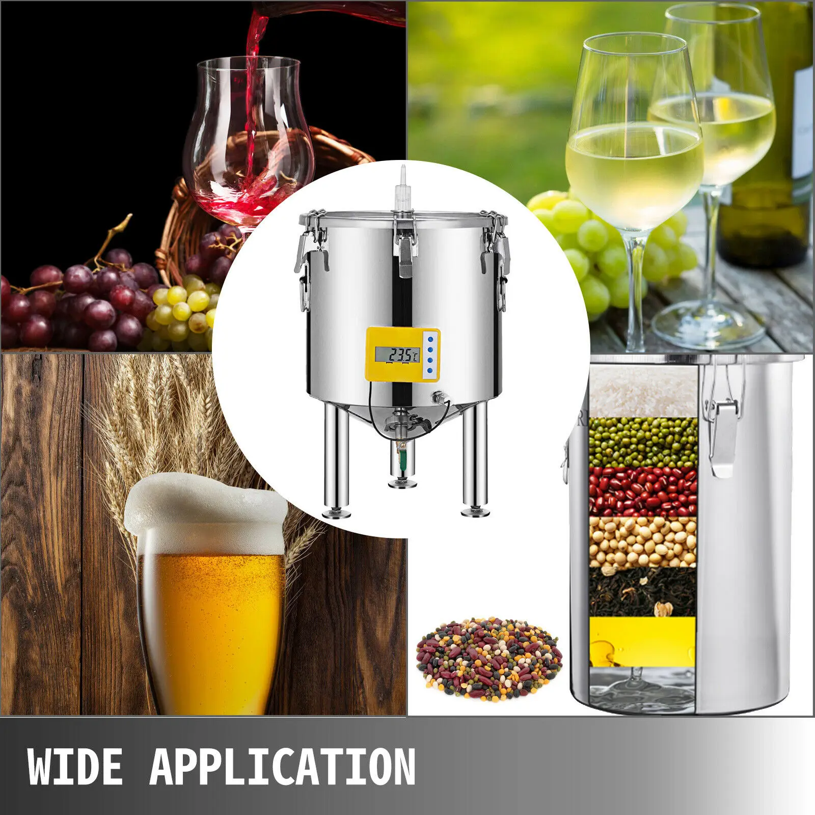 VEVOR Brew Fermenter Bucket 304 Stainless Steel 15L-50L Wine Pot High Sealing for Beverage Dairy Brewing Promoting Fermentation