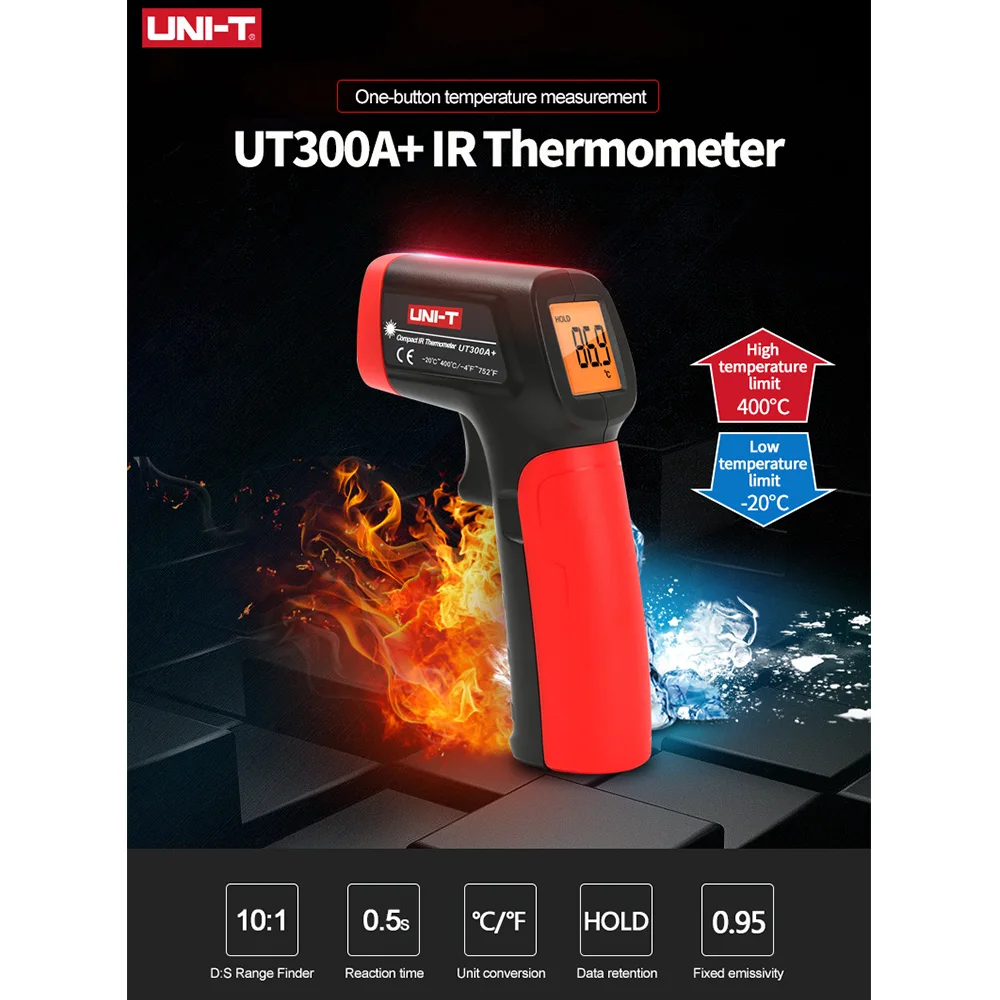 

UNI-T UT300A + laser infrared thermometer handheld temperature digital industrial non-contact laser thermometer gun NEW
