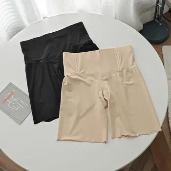 

2pcs High Waist Silk Ladies Boxer Briefs Safety Pants Anti-light Out Bottoms Summer Thin Breathable Underwear Women NS1912
