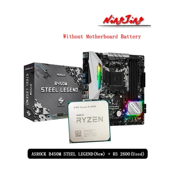 AMD-CPU usada Original Ryzen 5 2600 R5 2600 + ASROCK B450M STEEL LEGEND, placa base Original, enchufe AM4 sin enfriador