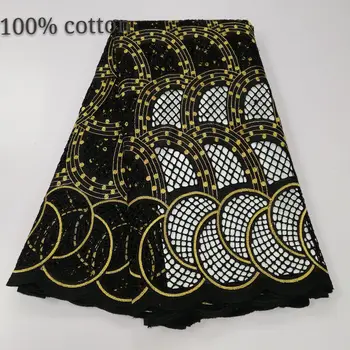 

5 yards Swiss lace fabric 2020 latest heavy beaded embroidery African 100%cotton fabric Swiss voile lace popular Dubai style