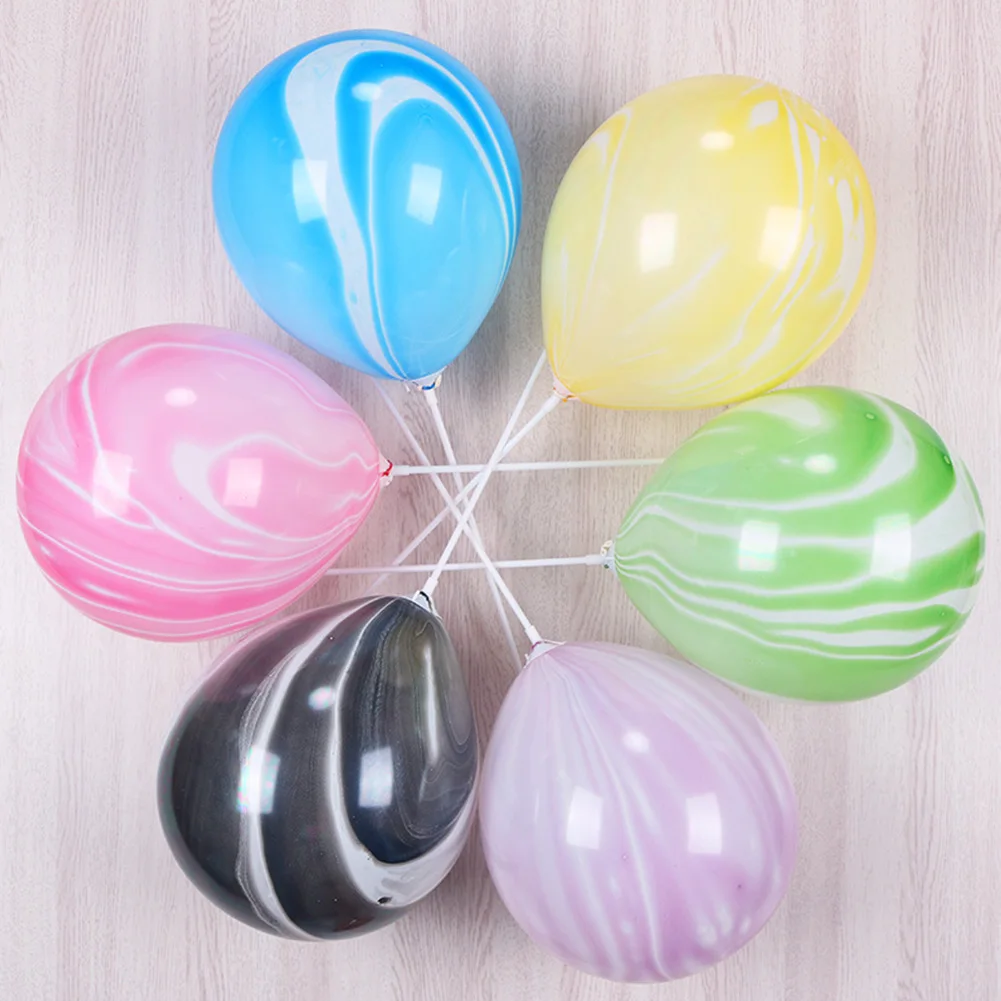 100Pcs Props Durable Backgrounds Agate Grain Birthday Thick Party Decoration Latex Balloon Celebration Wedding Bright Color - Color: Mixed Color
