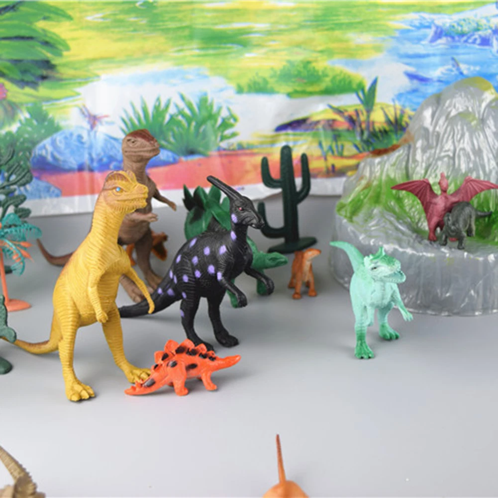 26 шт./компл. Мини фигурки динозавров поддельные Хилл модель с ведром подарки на день рождения, обучающая игрушка