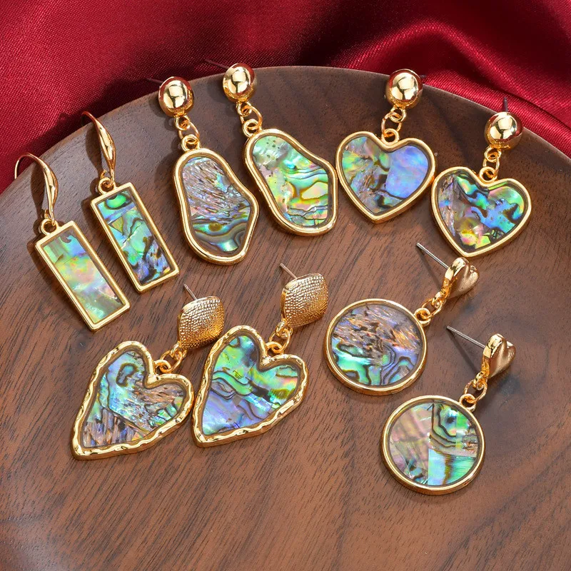 

Luokey Bohemia Natural Conch Shell Dangle Earings For Women Geometric Rainbow Color Heart Drop Earrings Jewelry Accesorios Mujer